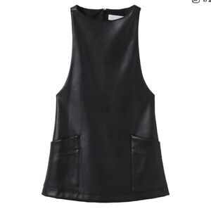 Zara Black Faux Leather dress kids size 8 128cm